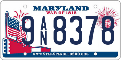 MD license plate 9AN8378