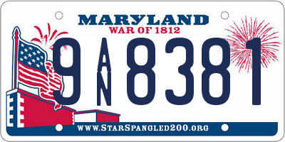 MD license plate 9AN8381