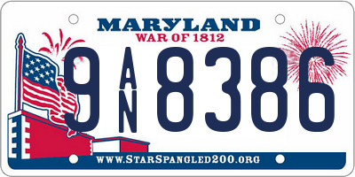 MD license plate 9AN8386