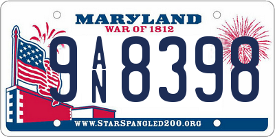 MD license plate 9AN8398