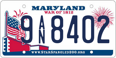 MD license plate 9AN8402