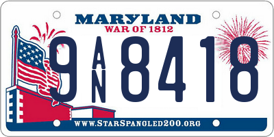 MD license plate 9AN8418