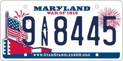 MD license plate 9AN8445