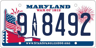 MD license plate 9AN8492