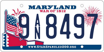 MD license plate 9AN8497