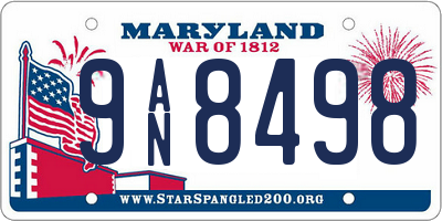 MD license plate 9AN8498