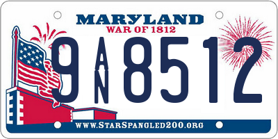 MD license plate 9AN8512