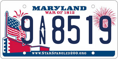 MD license plate 9AN8519