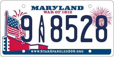 MD license plate 9AN8528