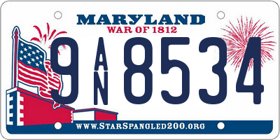 MD license plate 9AN8534
