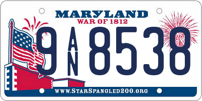 MD license plate 9AN8538