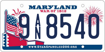 MD license plate 9AN8540