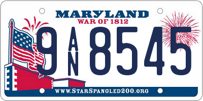 MD license plate 9AN8545