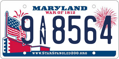 MD license plate 9AN8564