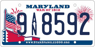 MD license plate 9AN8592
