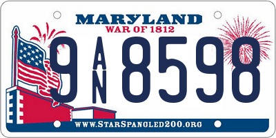 MD license plate 9AN8598