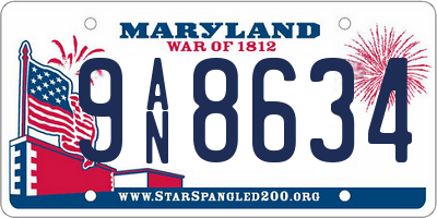 MD license plate 9AN8634