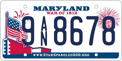 MD license plate 9AN8678