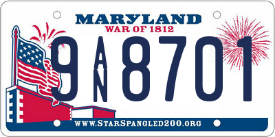 MD license plate 9AN8701