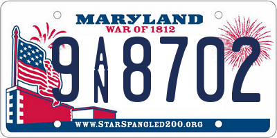 MD license plate 9AN8702
