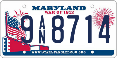 MD license plate 9AN8714