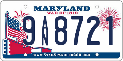 MD license plate 9AN8721