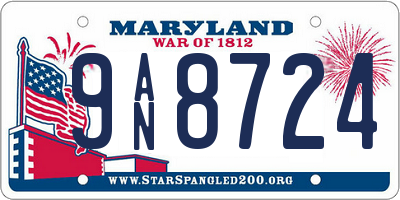 MD license plate 9AN8724