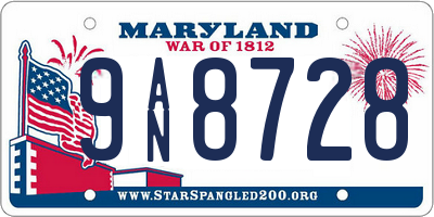 MD license plate 9AN8728
