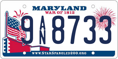 MD license plate 9AN8733