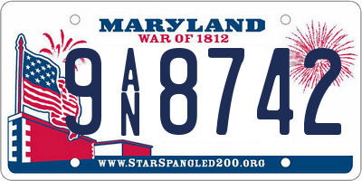 MD license plate 9AN8742