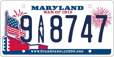 MD license plate 9AN8747