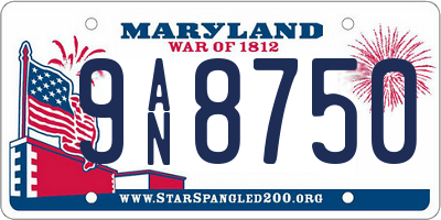 MD license plate 9AN8750