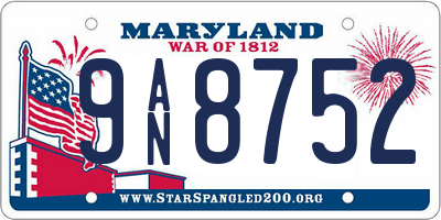 MD license plate 9AN8752