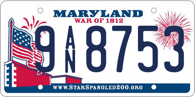 MD license plate 9AN8753