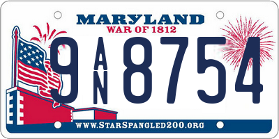 MD license plate 9AN8754