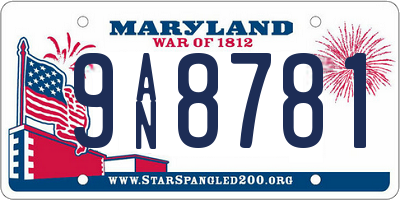 MD license plate 9AN8781