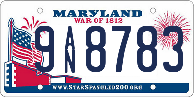 MD license plate 9AN8783