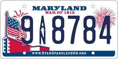 MD license plate 9AN8784
