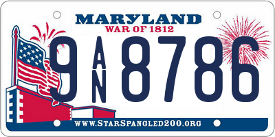 MD license plate 9AN8786