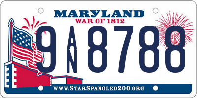 MD license plate 9AN8788
