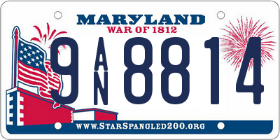 MD license plate 9AN8814