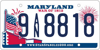 MD license plate 9AN8818