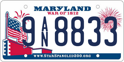 MD license plate 9AN8833