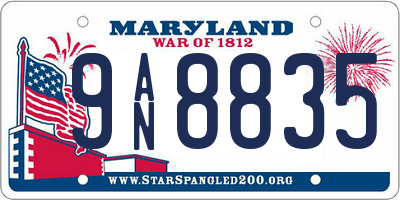 MD license plate 9AN8835