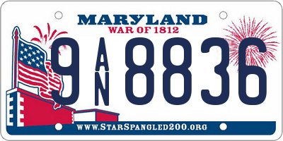 MD license plate 9AN8836