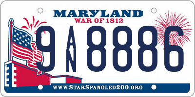 MD license plate 9AN8886