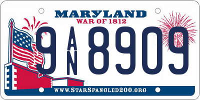 MD license plate 9AN8909