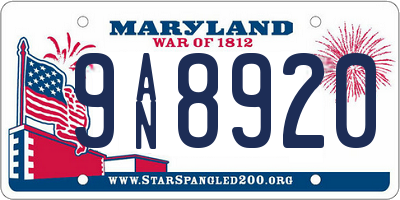 MD license plate 9AN8920