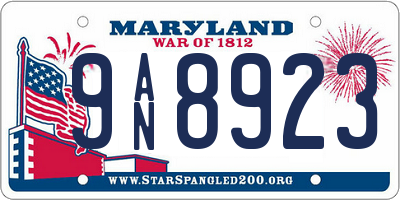 MD license plate 9AN8923
