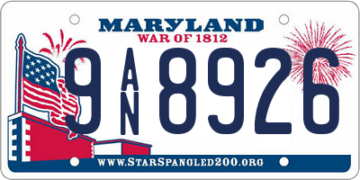 MD license plate 9AN8926